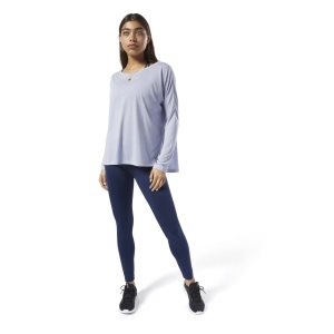 Reebok WOR Supremium Long Sleeve T Shirt Damen - HellBlau - DE 819-UMH